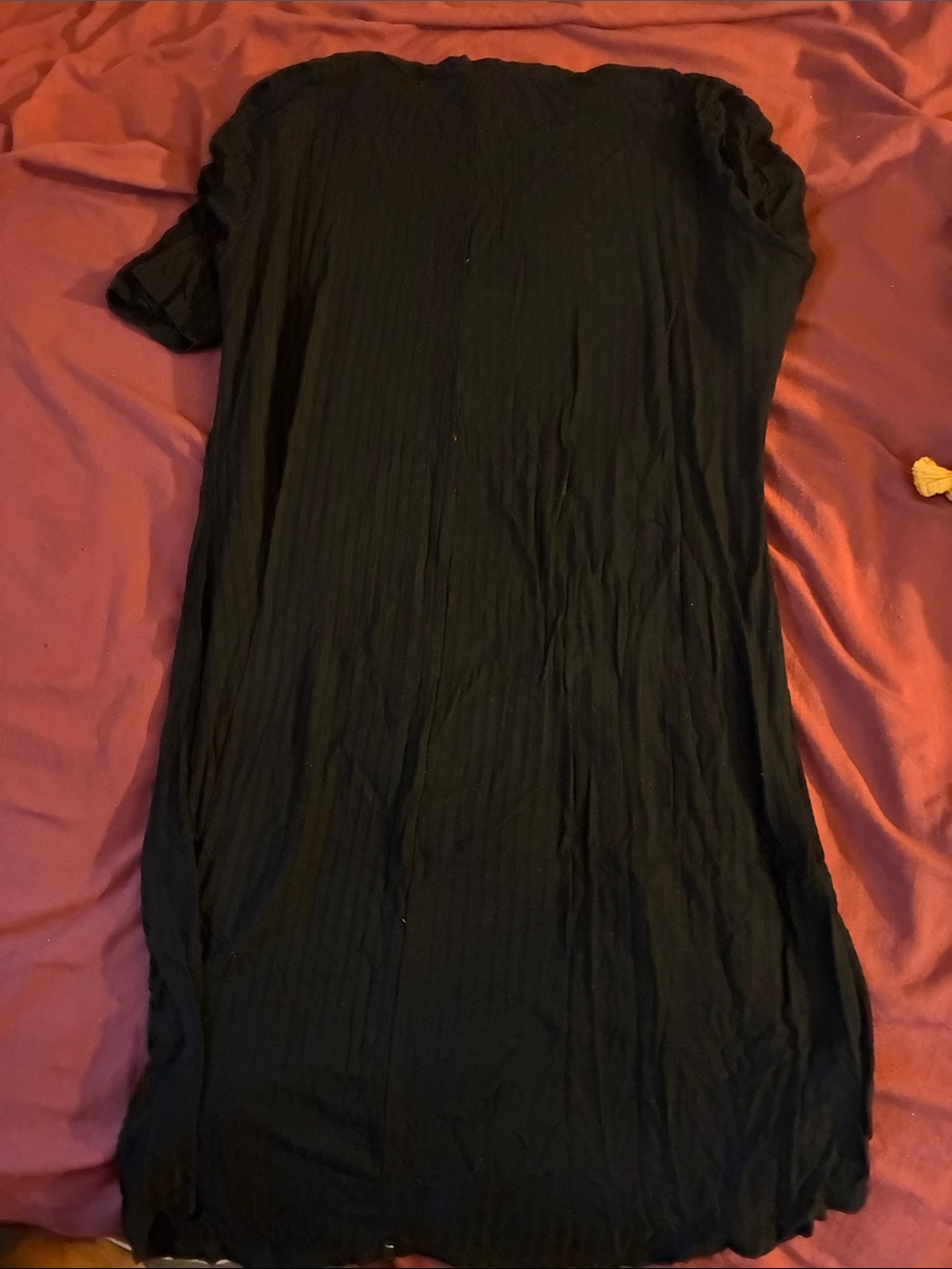 Black Women's Ribbed Short-Sleeve Dress